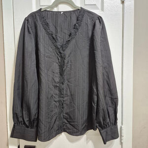 Women's Unbranded Black Long Sleeve Blouse